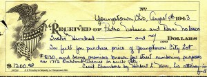 The receipt for the purchase of Pedro & Rosa's home in Brier Hill